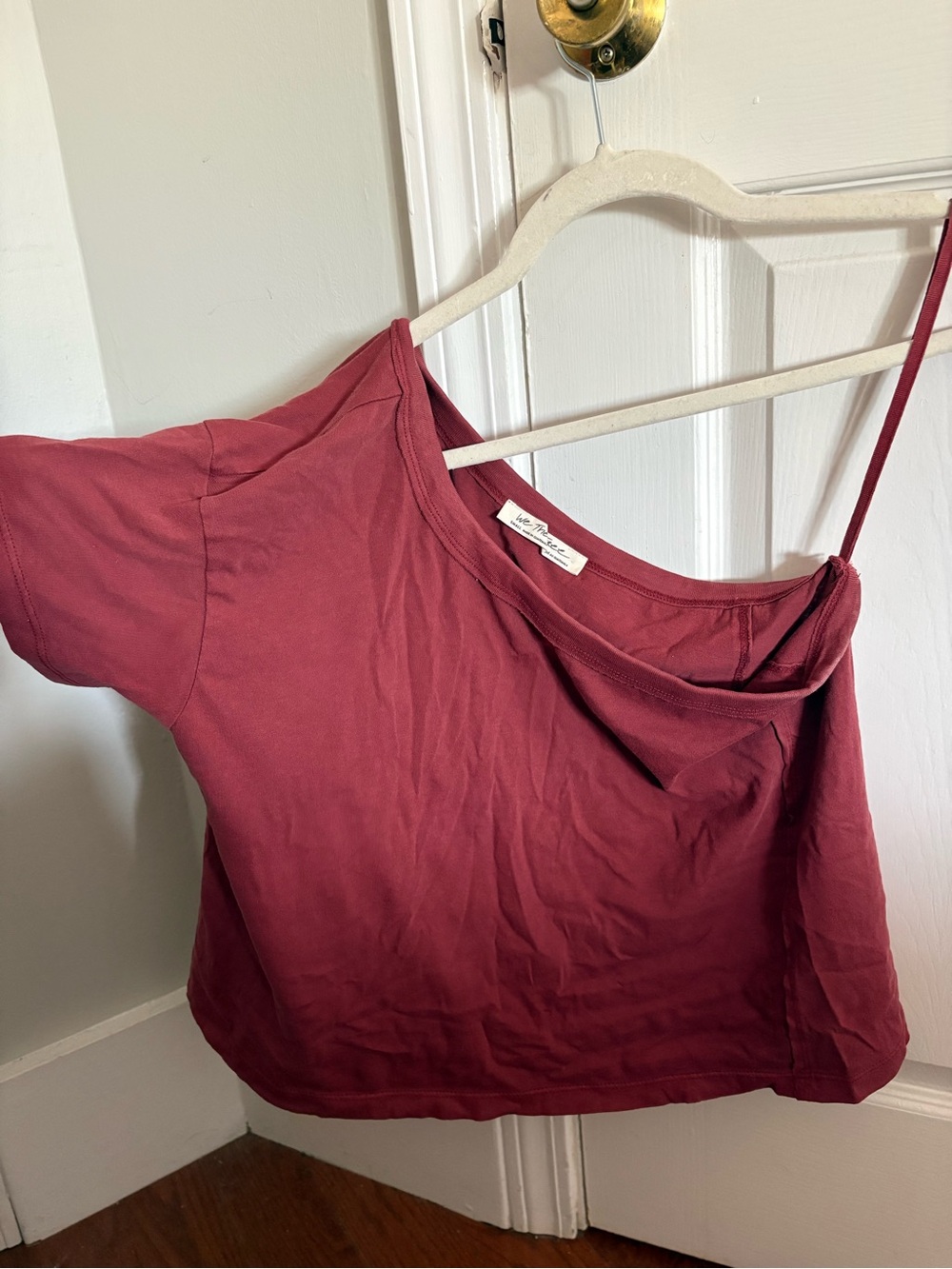 We The Free One-Shoulder Crop Top in Wine